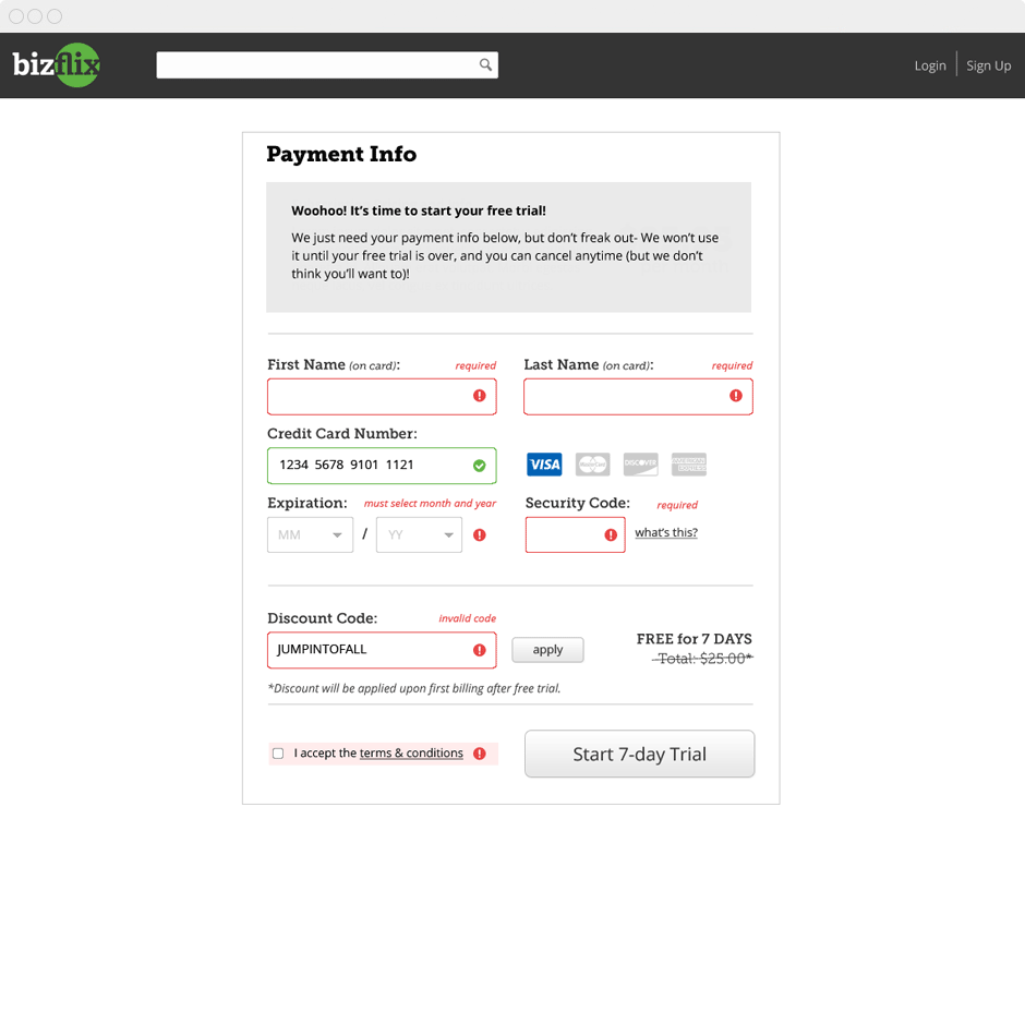 billing wireframe